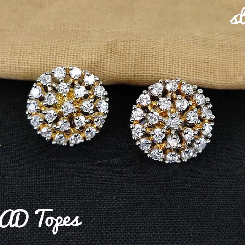 gold earrings for women-Lucentarts Jewellery Gold Plated AD Stone Stud Earrings