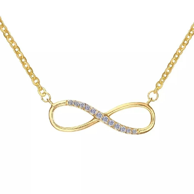 diamond pendant necklaces for women-Stainless Steel Necklace with Infinity Station CZ Gold Plated