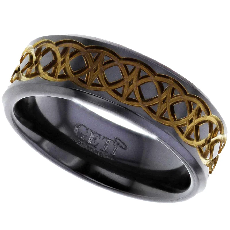 glamorous rings for women-Zirconium Celtic Knotwork Anodised Ring - 4094RB-ANO