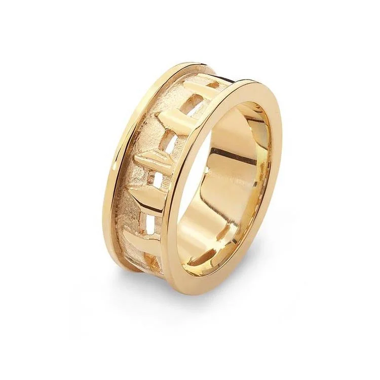 boho rings for women-Ring of Brodgar 9ct Yellow Gold Ring - 26041-2