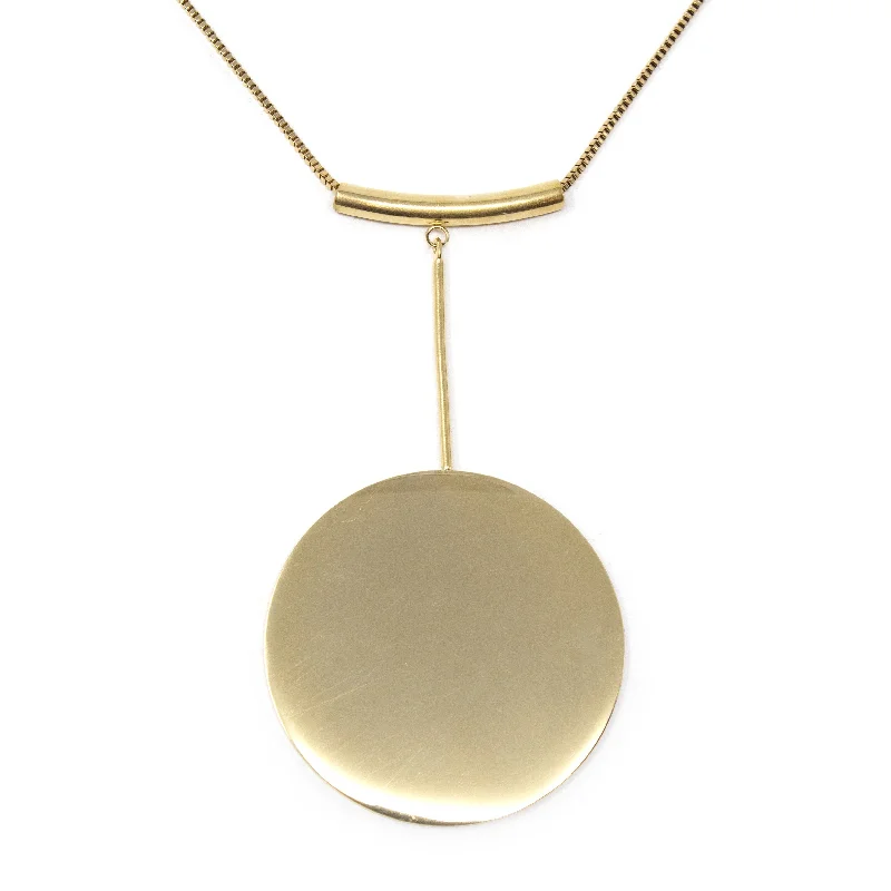 affordable gold necklaces for women-Gold Plated Stainless Steel Dangling Disc Necklace