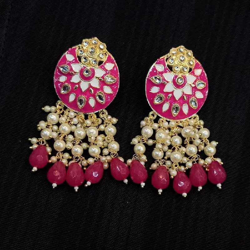 minimalist earrings for women-Manisha Jewellery Meenakari Pearl Dangler Earrings