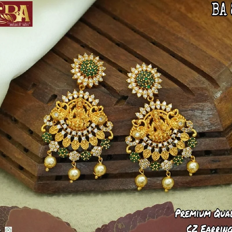 custom stud earrings for women-Bhargav Arts Gold Plated Temple Dangler Earrings