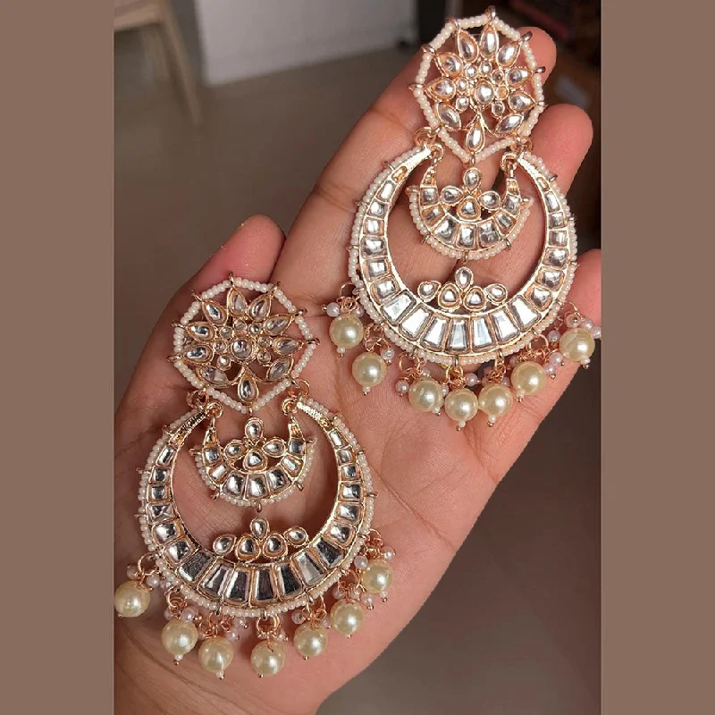 affordable diamond earrings for women-Shringarstreet Gold Plated Kundan Stone Dangler Earrings