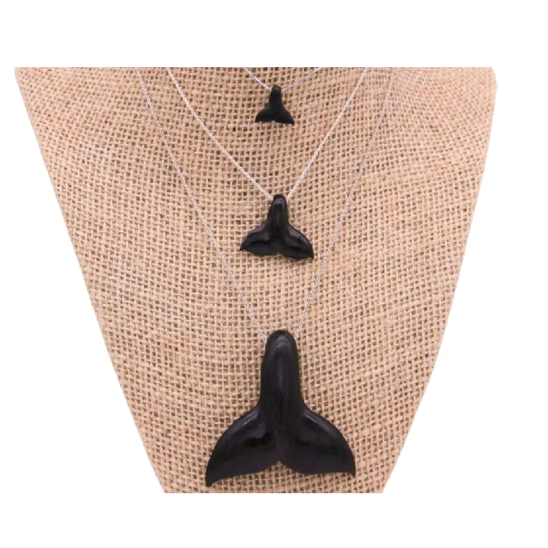 sophisticated necklaces for women-Ebony Whale Tail Pendant