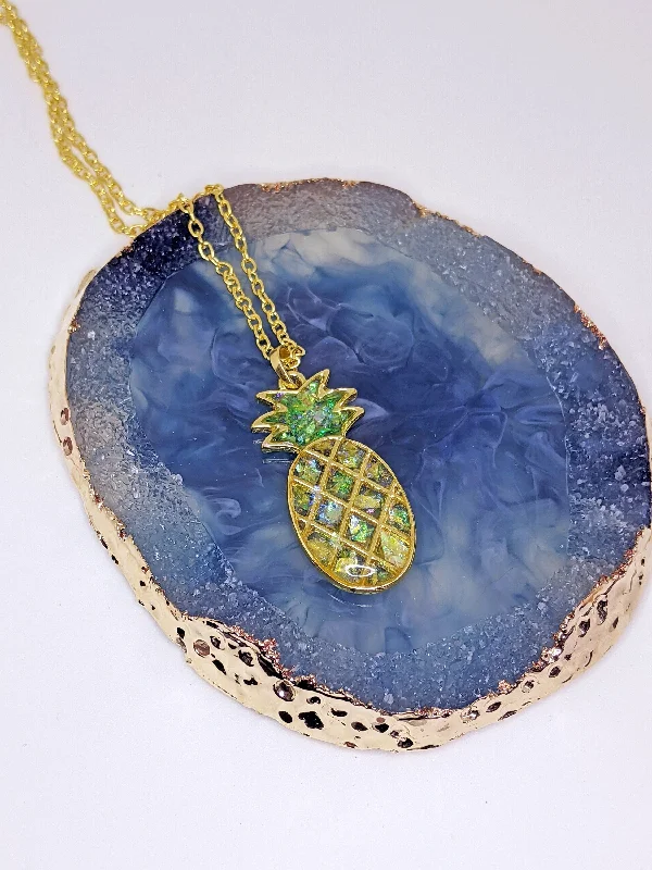 stylish necklaces for women-Pineapple Kaleidoscope Resin Pendant