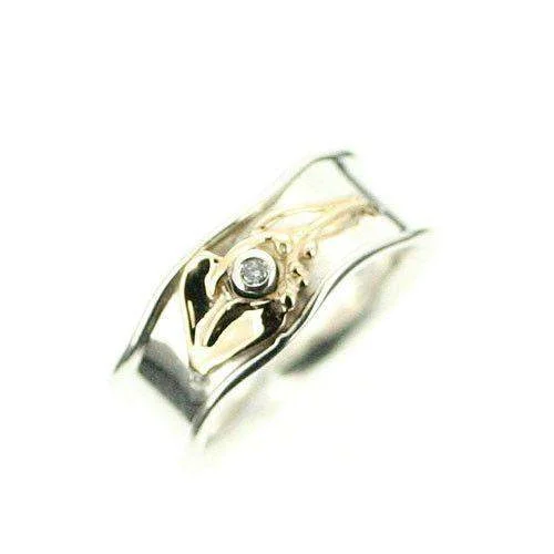 delicate rings for women-Sterling Silver And Gold Ring-A284