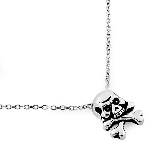 long pendant necklaces for women-Sterling Silver Jolly Roger Skull Necklace