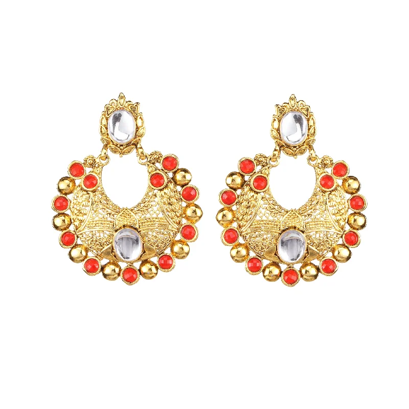 dazzling earrings for women-Amina Creation Gold Plated Dangler Earrings