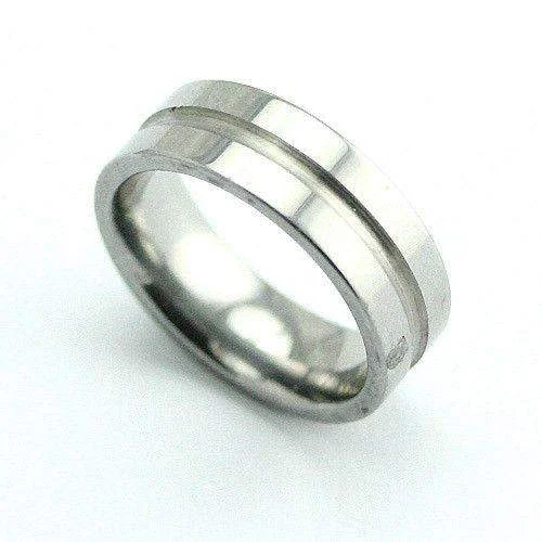 chic engagement rings for women-Grooved Tungsten Ring