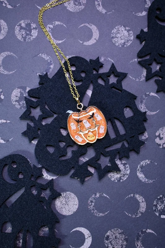 simple necklaces for women-Ghost Party Pumpkin Necklace