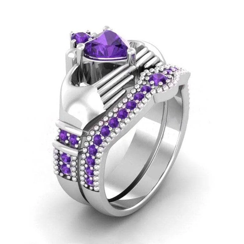 engagement rings with rubies for women-Created Diamond Purple Love