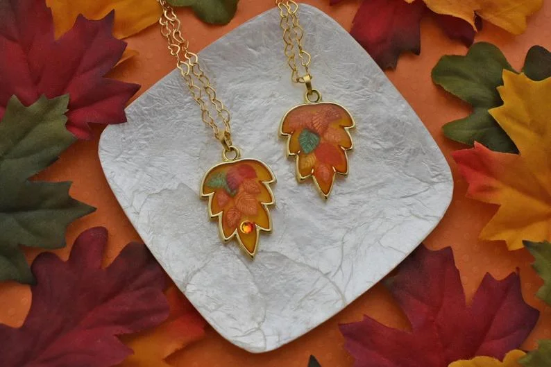 classic pendant necklaces for women-Autumn Leaf Necklace (2 Styles)