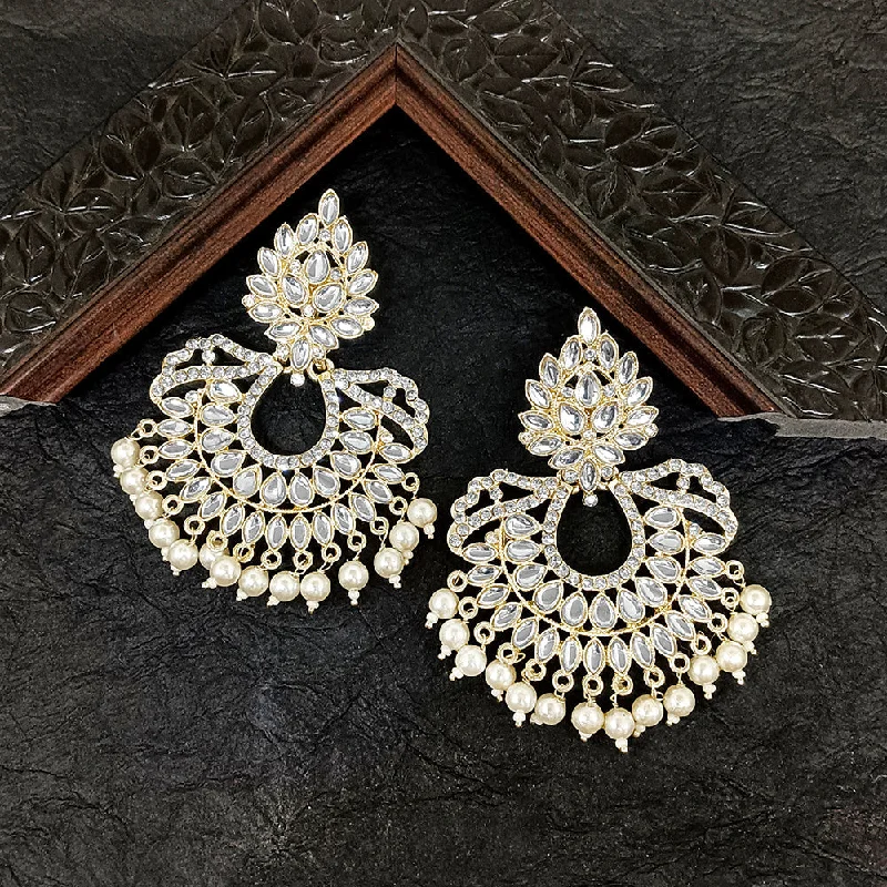 stackable earrings for women-Bhavi Jewels Gold Plated Kundan Stone Dangler Earrings