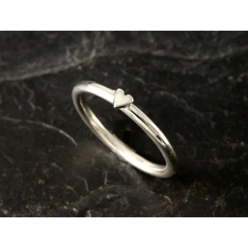 high-end rings for women-Heart of Shetland Heart Stacking Ring - Heart Band