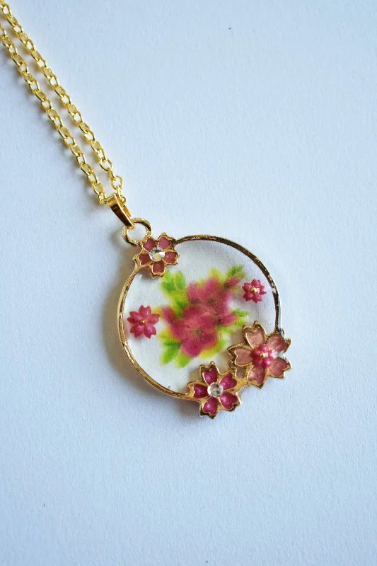 large pendant necklaces for women-Transparent Miniature Sakura Necklace