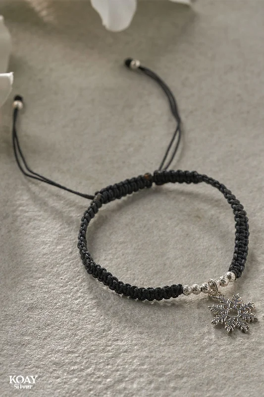 boho bangles for women-Black Snowflake Bracelet