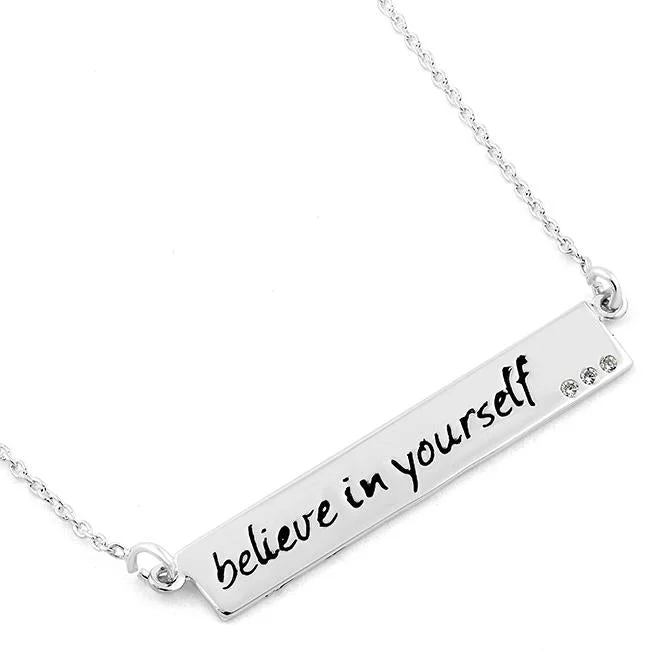 crystal drop necklaces for women-Sterling Silver "Believe in yourself" CZ Necklace