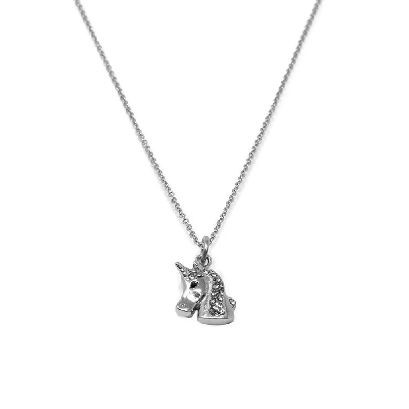 zodiac necklaces for women-Stainless Steel Pave Unicorn Necklace