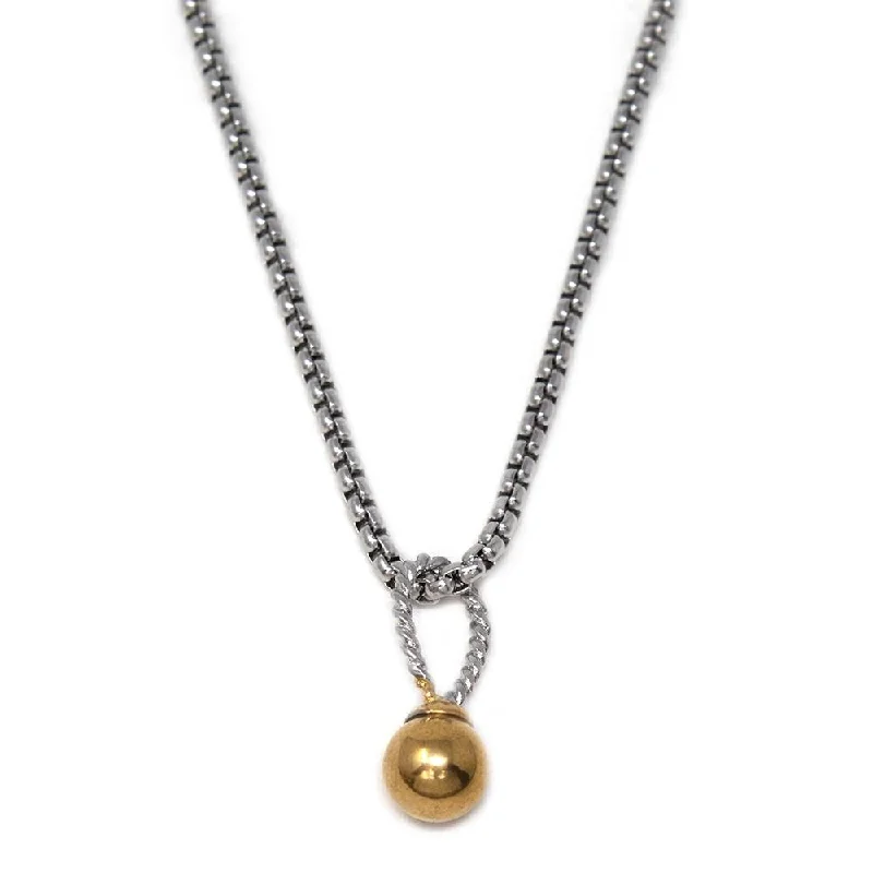 fashion necklaces for women-Stainless St Necklace with Two Tone Gold Ball Pendant