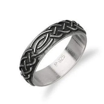 unique wedding rings for women-Silver Celtic Ring - R404 - Size J-Q