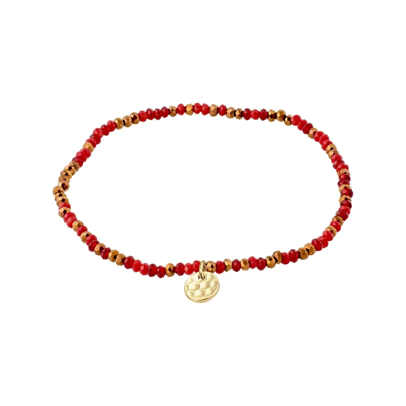 bangle bracelets for casual wear-INDIE bracelet red, gold-plated