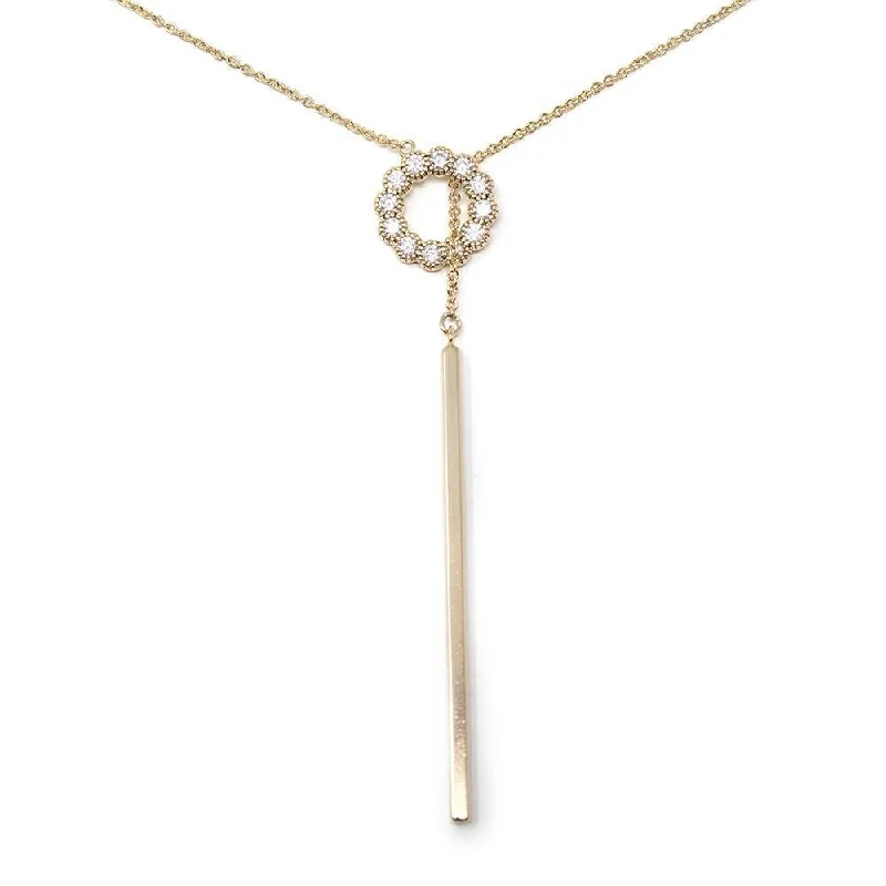 stylish chain necklaces for women-Cubic Zirconia Lariat Necklace Gold Plated