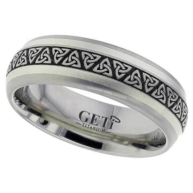 wedding sets for women-Titanium And White Gold Celtic Triquerta Ring - 2213-TRIN-9KW