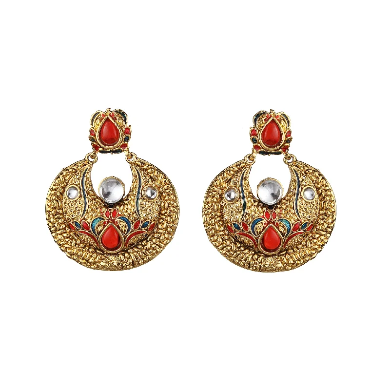 trendy diamond earrings for women-Amina Creation Gold Plated Dangler Earrings