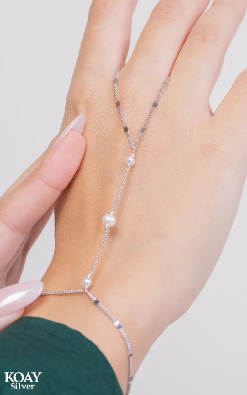 elegant silver bangles for women-Italian Pearl Handchain