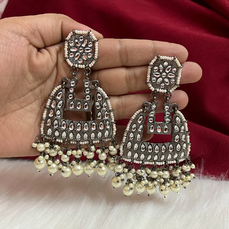 drop earrings for women-Shringarstreet Gold Plated Kundan Stone Dangler  Earrings