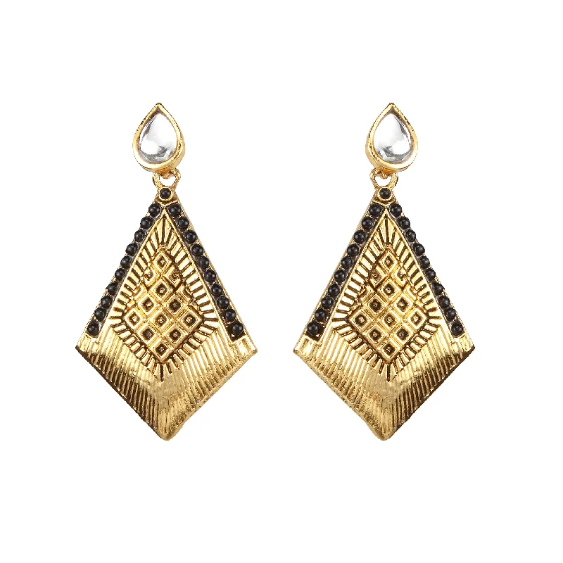 hoop earrings for everyday wear-Amina Creation Gold Plated Dangler Earrings