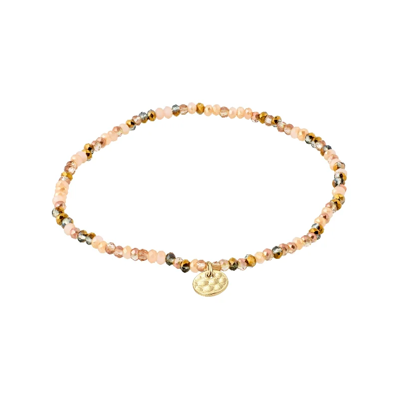 simple charm bracelets for women-INDIE bracelet brown mix, gold-plated