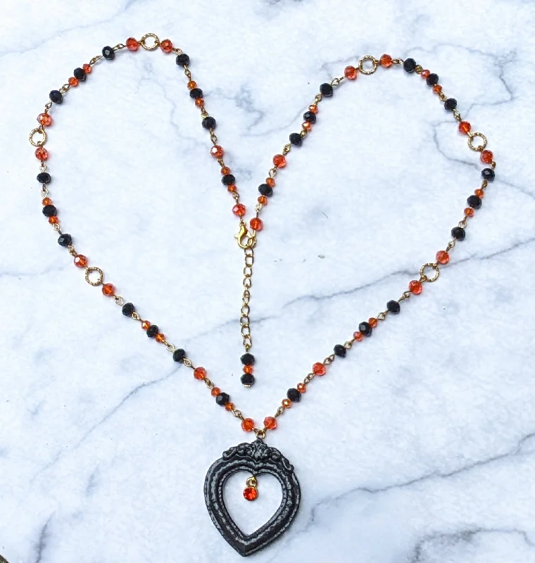 ruby necklaces for women-Heart Frame Necklace