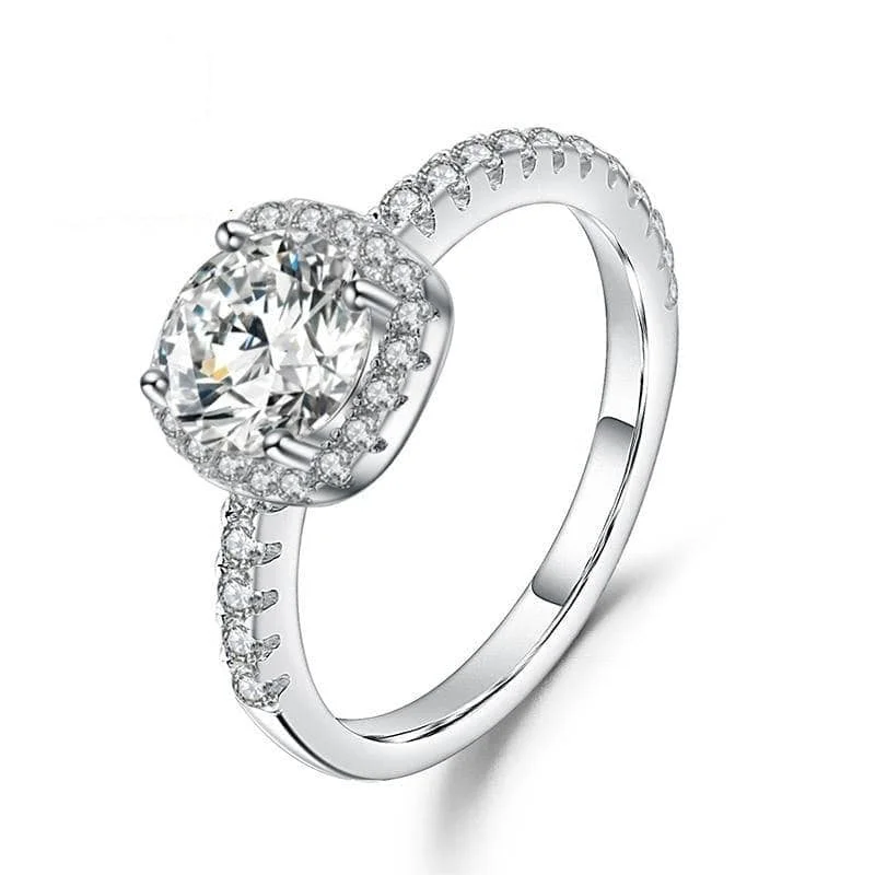 antique engagement rings for women-Pave Diamond Halo Engagement Ring