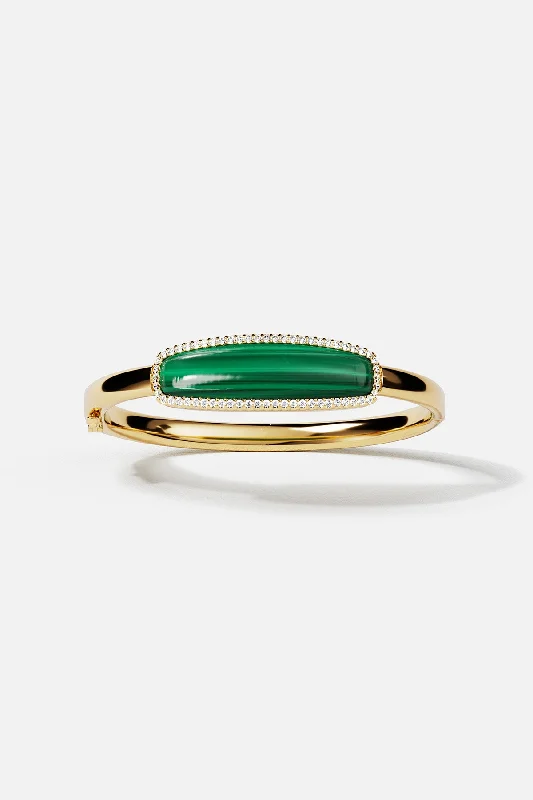 handmade silver bangles for women-Malachite Bangle