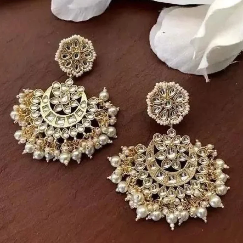 silver earrings for women-Manisha Jewellery Gold Plated Kundan Dangler Earrings