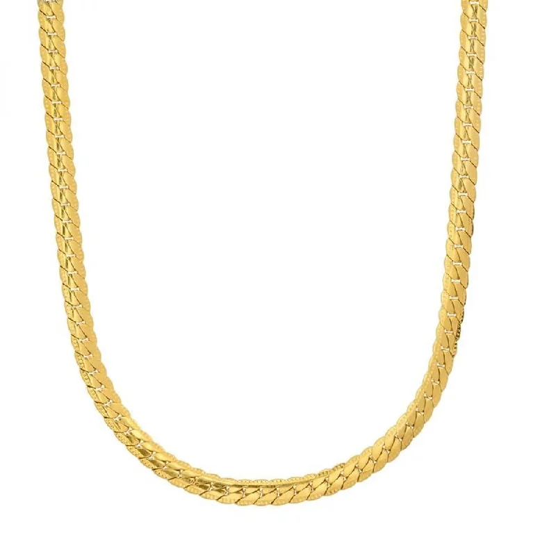 high-end necklaces for women-Stainless Steel Flat Curb Cuban Chain Men's Necklace Gold Pl 24 In