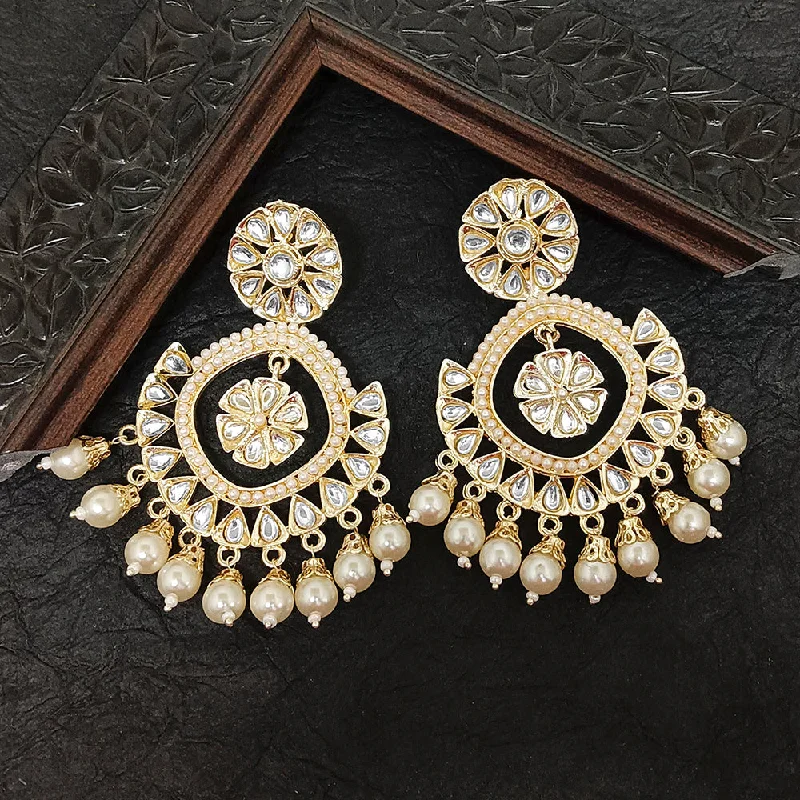 elegant hoop earrings for weddings-Bhavi Jewels Gold Plated Kundan Stone Dangler Earrings