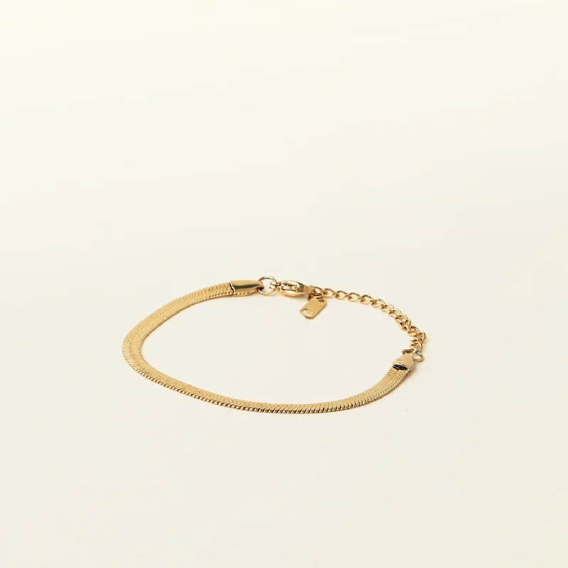 chic bangles for women-Herringbone Chain Bracelet in Gold