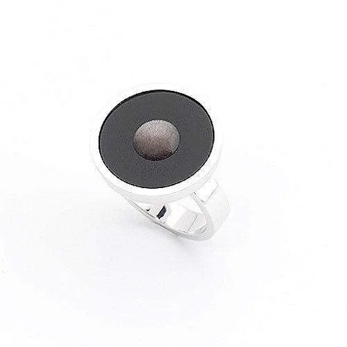 chic rings for women-Silver & Enamel Designer Ring - Moon