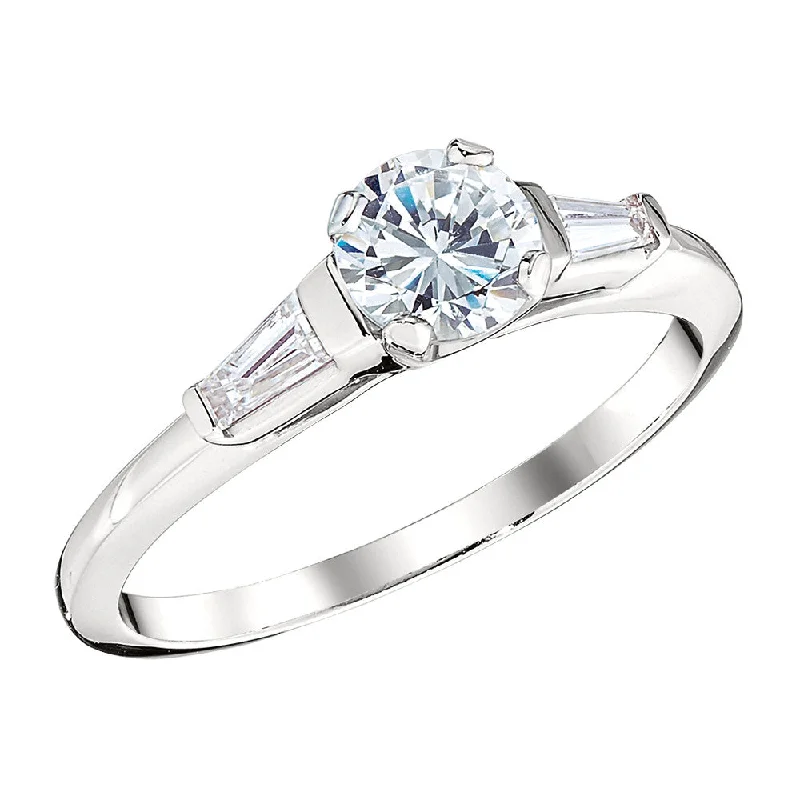 natural diamond engagement rings for women-Three Stone Engagement Ring with Baguette Diamonds