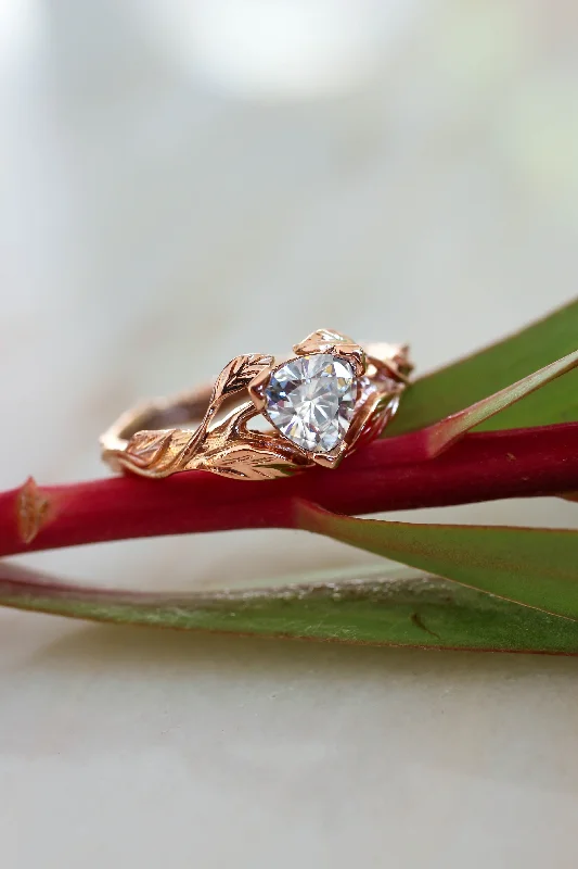 emerald-cut engagement rings for women-Trillion cut lab grown diamond ring / Clematis