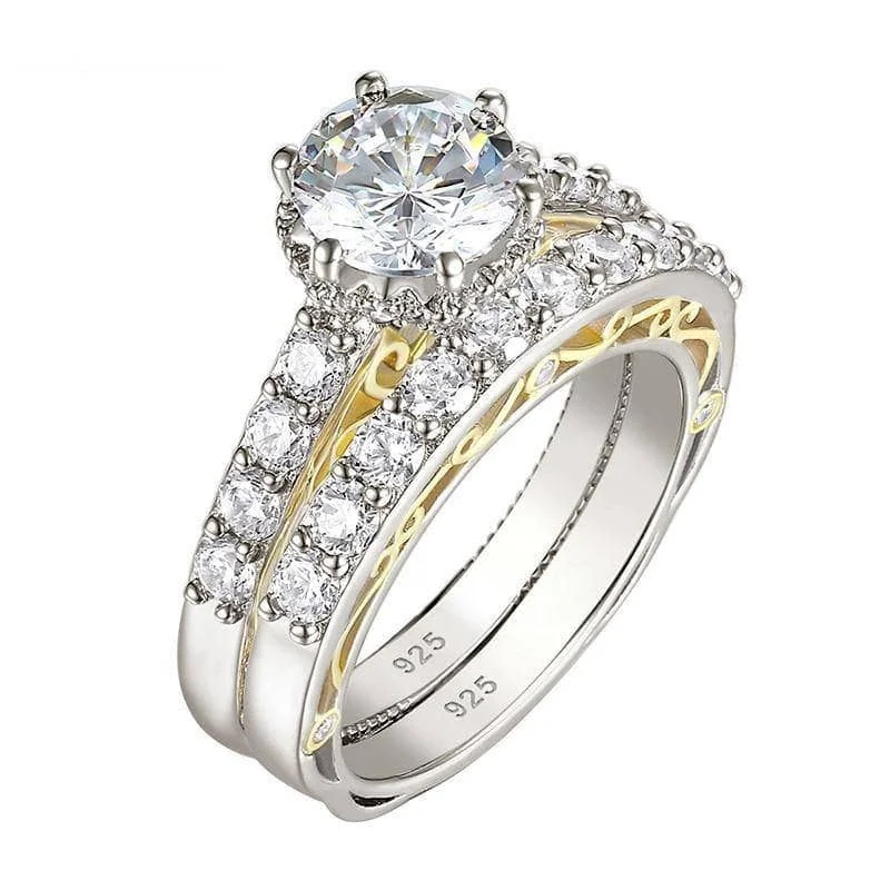 colorful engagement rings for women-Round Cut Created Diamond Yellow Gold Accent Engagement Ring