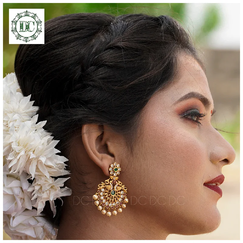 sterling silver earrings for women-Diksha Collection Gold Plated Pota Stone Dangler Earrings