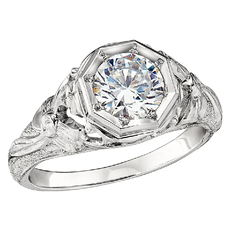 affordable engagement rings for women-Vintage Style Ribbon Solitaire Engagement Ring