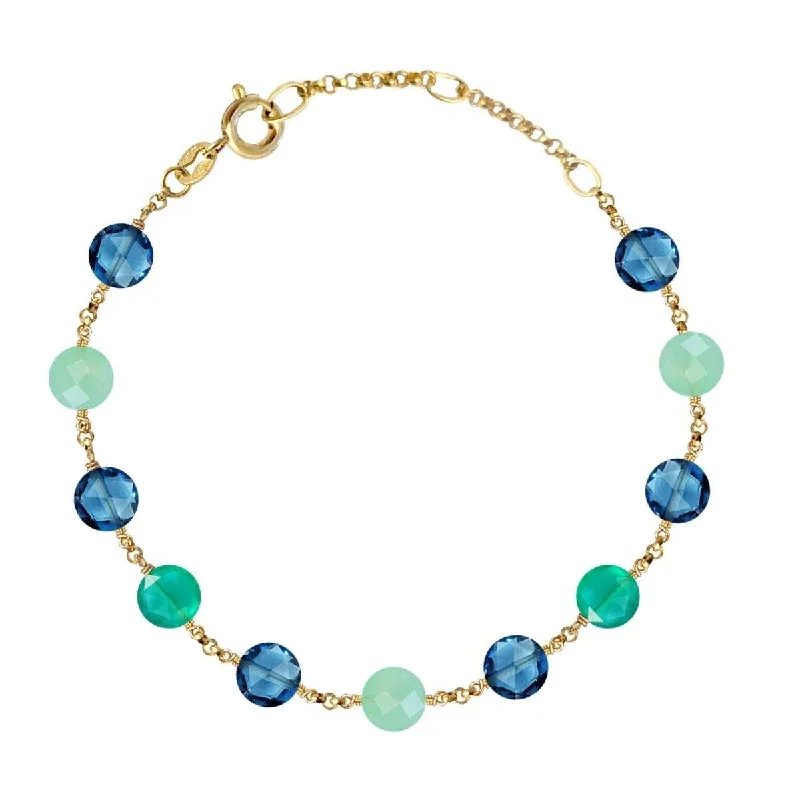 pearl bracelets for women-Pop Galaxy Eternity Bracelet Blue Topaz, Green Agate, Chrysoprase - 18k Gold