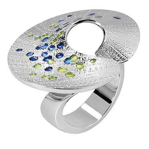 men's rings for women-Silver & Enamel Designer Ring - Devenir 716491