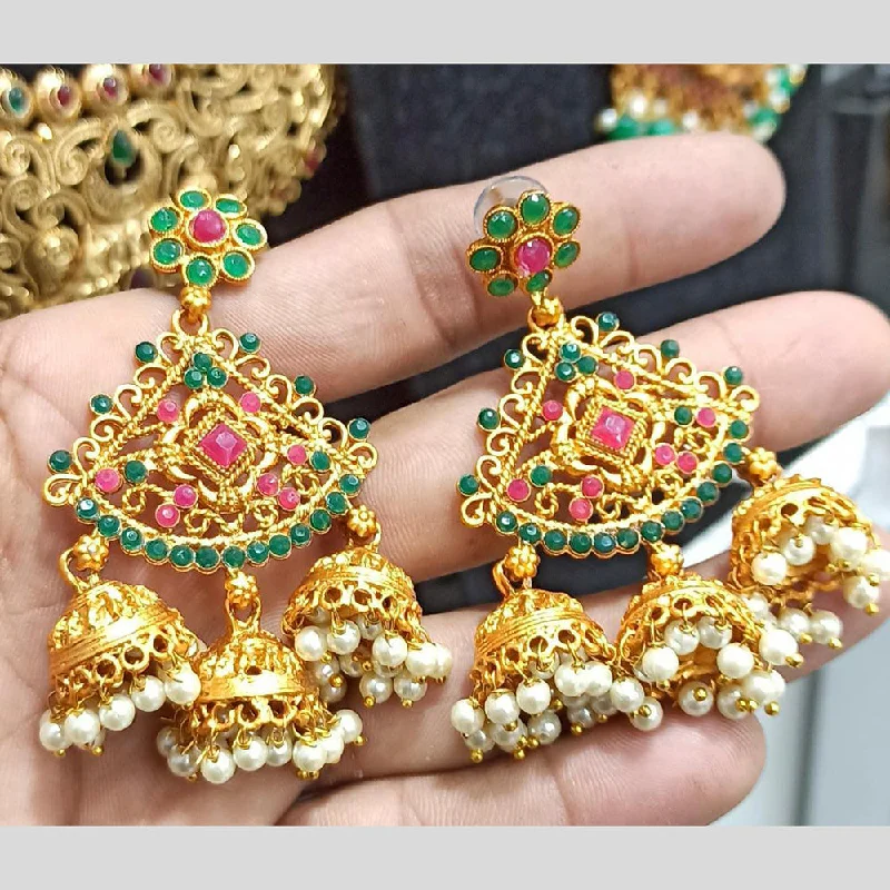 crystal drop earrings for women-Manisha Jewellery Gold Plated Pota Stone Dangler Earrings