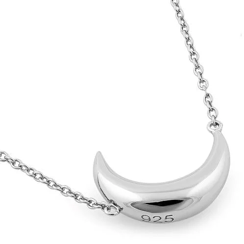 gold necklaces for women-Sterling Silver Half Moon Necklace